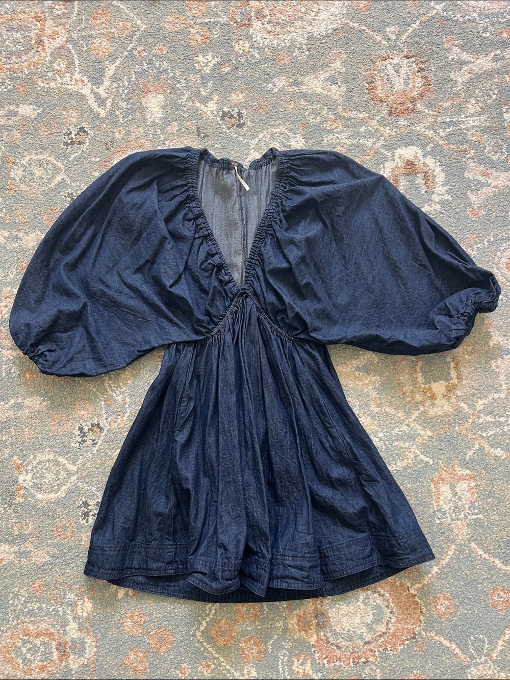 Free People Navy Puff-Sleeve Kids Dress